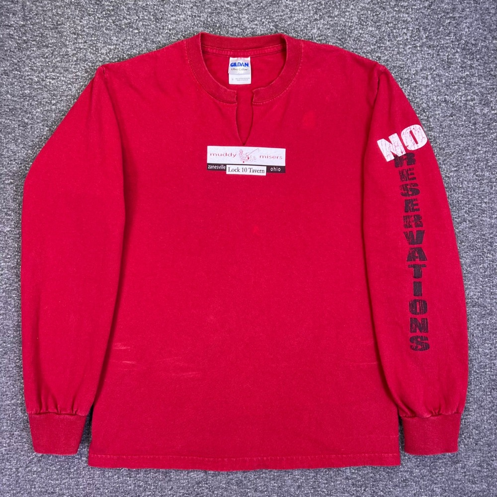 Muddy Misers Tavern Shirt Mens Small Red Souvenir Long Sleeve Ohio Biker Moto